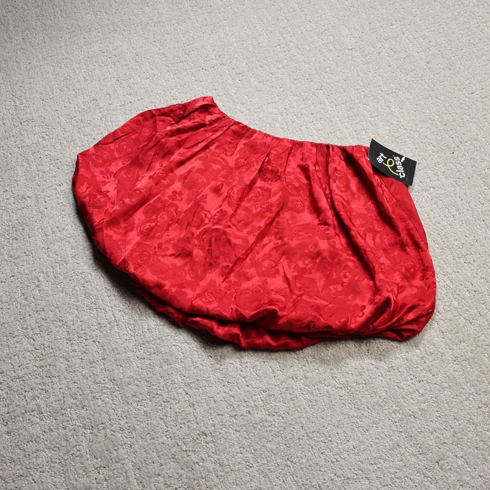 Art Class Girls Red Floral Jacquard Bubble Skirt Size L 10/12 NWT Holiday